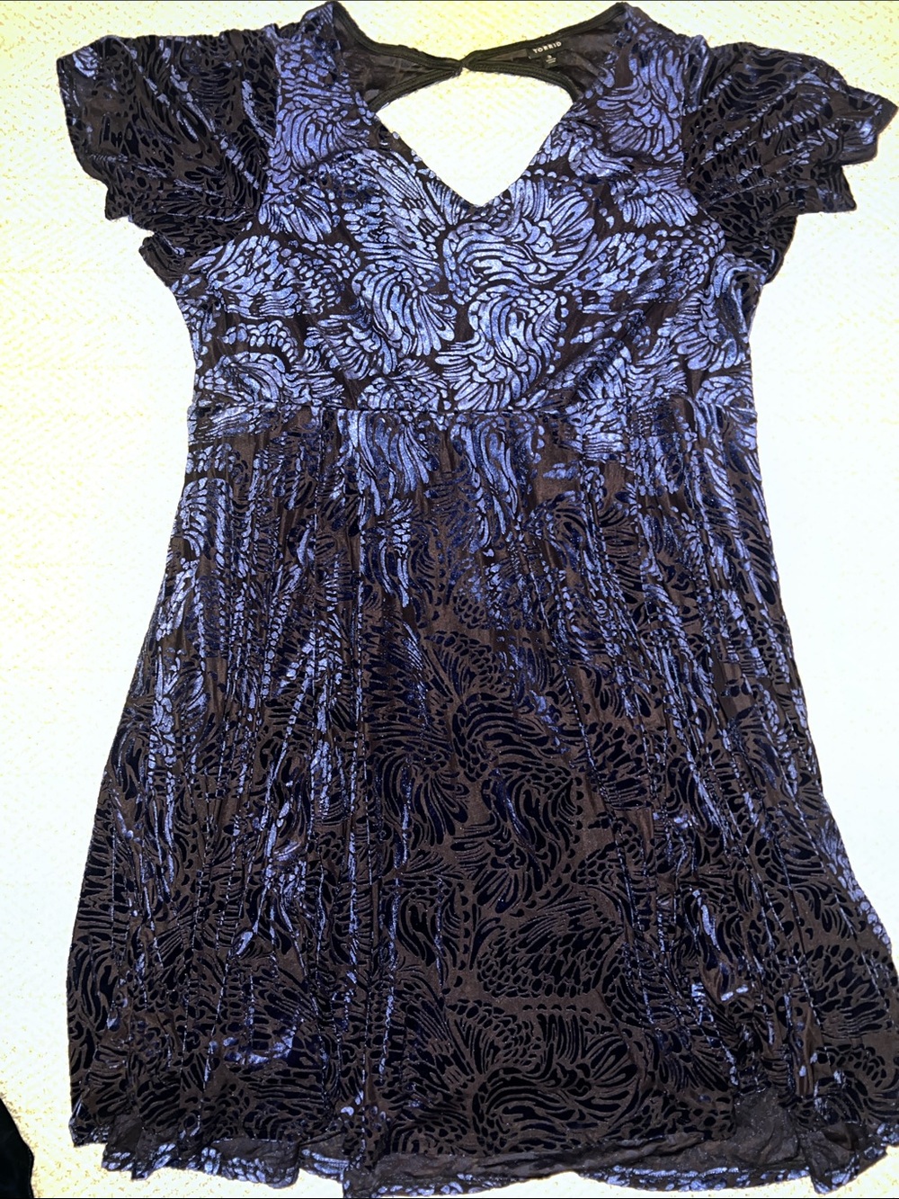Women's Blue and Black Velvet dress